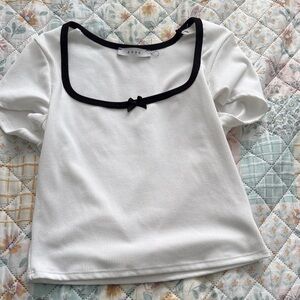 Gaze White Top with Black Accents